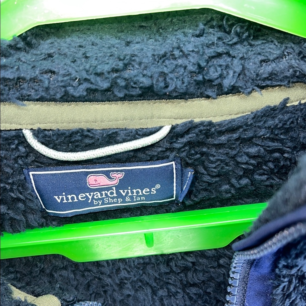 Vineyard Vines Navy Sherpa Quarter-Zip Pullover Sweater - Picture 3 of 4